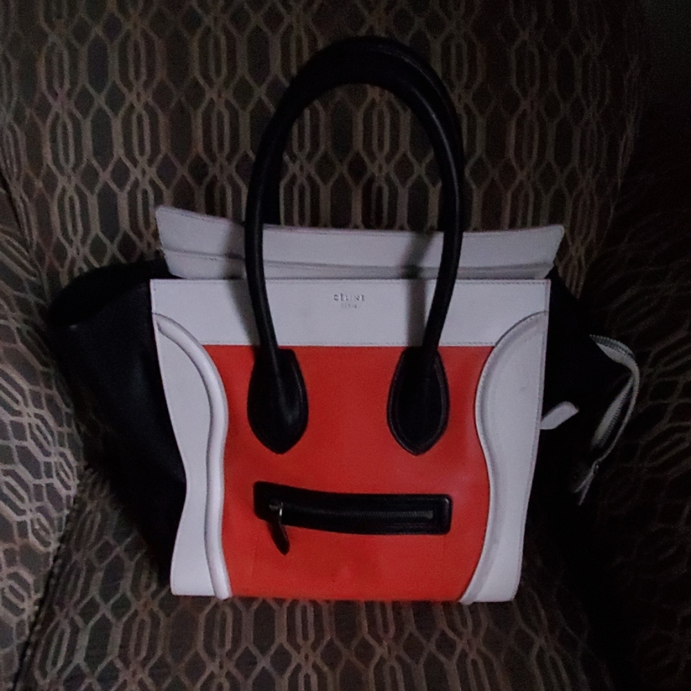 Celine Smooth Calf Skin mini Luggage Vermillion